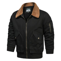 HKM-652243 Men's Winter Lapel Jacket Velvet Thickened Sports Pilot Jacket Added Cashmere Thickened Velvet Men's Coats
