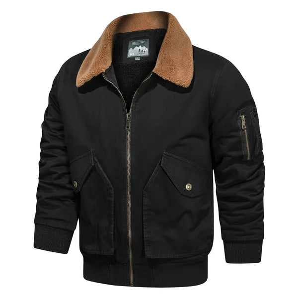 HKM-652243 Men's Winter Lapel Jacket Velvet Thickened Sports Pilot Jacket Added Cashmere Thickened Velvet Men's Coats