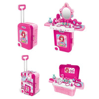 HKM-652307 3-in-1 Kitchen and Medical Tool Set for Pretend Play with Makeup and Utensils in Suitcase