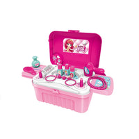 HKM-652307 3-in-1 Kitchen and Medical Tool Set for Pretend Play with Makeup and Utensils in Suitcase