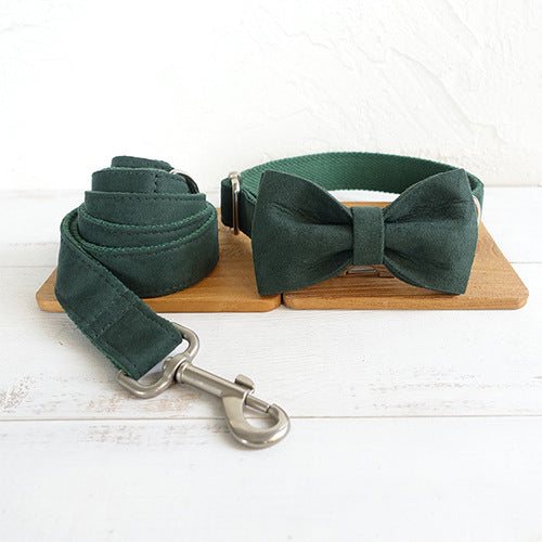 HKM-6523837 Adjustable Pet Collar and Bow Traction Set for XS to XL Sizes