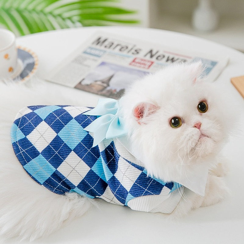 HKM-6524221 Fashionable Two-Pod Pet Skirts in Red and Blue Checkered Patterns for Small to Extra-Large Dogs