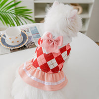 HKM-6524221 Fashionable Two-Pod Pet Skirts in Red and Blue Checkered Patterns for Small to Extra-Large Dogs