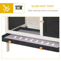 HKM-6525501 Outdoor Wooden Rabbit Hutch with Slide-out Tray and Openable Roof for Small Pets