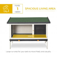HKM-6525501 Outdoor Wooden Rabbit Hutch with Slide-out Tray and Openable Roof for Small Pets
