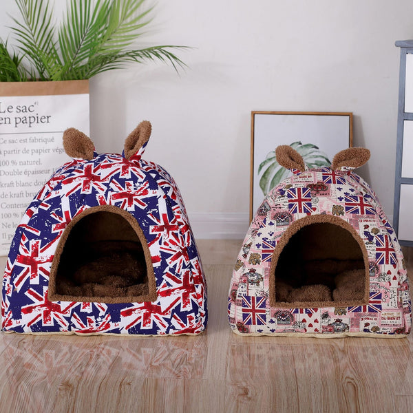 HKM-6525885 Cozy Rabbit Ears Cat Litter Pad Closed Yurt in Multiple Colors and Sizes