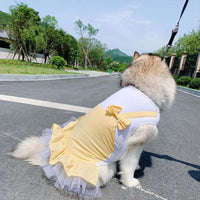 HKM-6526013 Princess Dog Skirt Costume for Large Breeds - Cotton in Yellow and Red Plaid