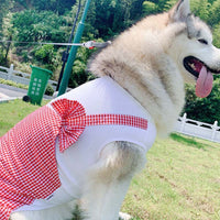 HKM-6526013 Princess Dog Skirt Costume for Large Breeds - Cotton in Yellow and Red Plaid