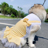 HKM-6526013 Princess Dog Skirt Costume for Large Breeds - Cotton in Yellow and Red Plaid