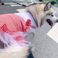 HKM-6526013 Princess Dog Skirt Costume for Large Breeds - Cotton in Yellow and Red Plaid