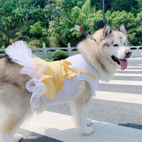 HKM-6526013 Princess Dog Skirt Costume for Large Breeds - Cotton in Yellow and Red Plaid