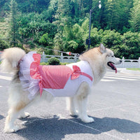 HKM-6526013 Princess Dog Skirt Costume for Large Breeds - Cotton in Yellow and Red Plaid