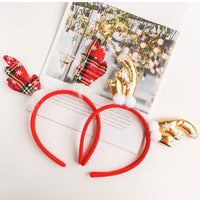 HKM-652627 Cute Antler Headband for Kids - Fabric Santa and Cartoon Character Design, 12cm x 13.5cm