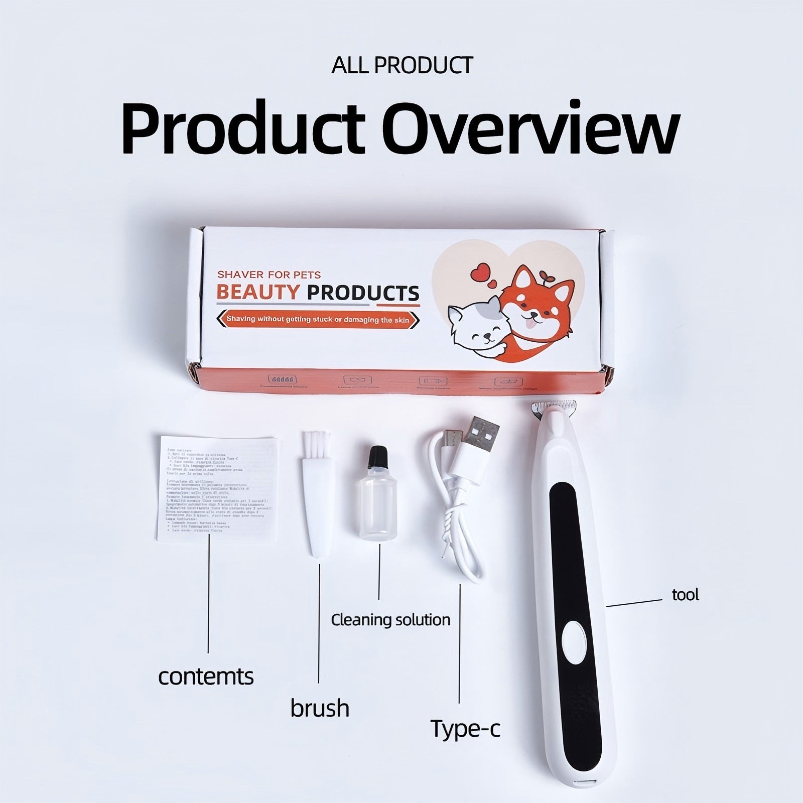 HKM-6527421 Pet Hair Clipper for Small Dogs and Cats ¨C Foot Hair Trimmer with Accessories