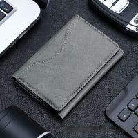 HKM-652883 Leather Tri-fold Magnetic Wallet Card Holder for Apple - Embossed Design, Various Colors Available