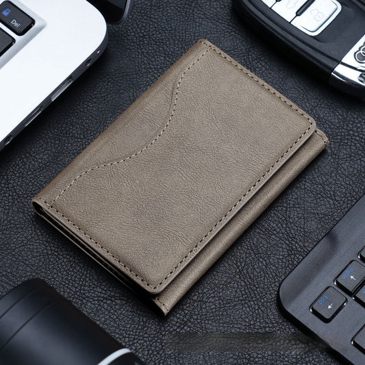 HKM-652883 Leather Tri-fold Magnetic Wallet Card Holder for Apple - Embossed Design, Various Colors Available