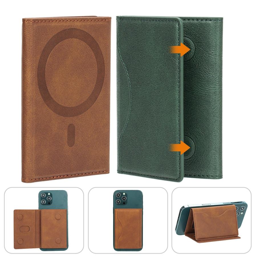 HKM-652883 Leather Tri-fold Magnetic Wallet Card Holder for Apple - Embossed Design, Various Colors Available