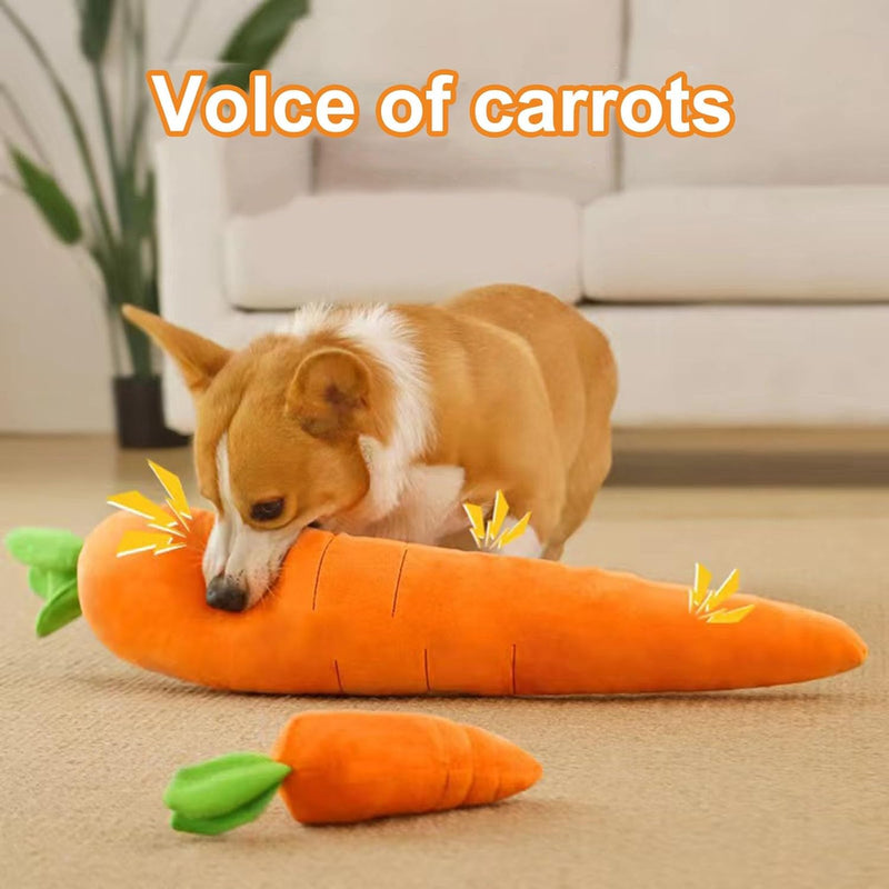 HKM-6529085 Soft Squeaky Carrot-Shaped Plush Toy for Dogs - Bite-Resistant & Comfortable