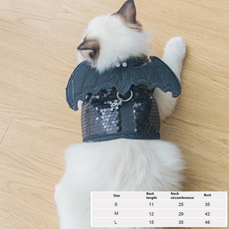 HKM-6529213 Halloween Pet Costume with Pumpkin Cloak, Bat Wings, and Demon Vest Options