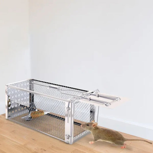HKM-653011 Humane Stainless Steel Rat Trap Cage with High Sensitivity Pedal, Easy to Use for Indoor and Outdoor Settings