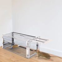 HKM-653011 Humane Stainless Steel Rat Trap Cage with High Sensitivity Pedal, Easy to Use for Indoor and Outdoor Settings