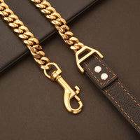 HKM-6531389 Stainless Steel Dog Leash with Leather Collar for Large and Small Breeds 14mm Width