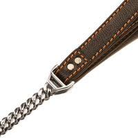 HKM-6531389 Stainless Steel Dog Leash with Leather Collar for Large and Small Breeds 14mm Width