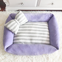 HKM-6531645 Removable Washable Velvet Pet Nest - Soft Flannel with Waterproof Non-Slip Bottom in Pink, Purple, or Blue