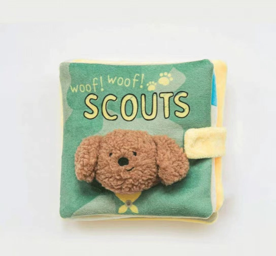 HKM-6532413 Plush Green Cloth Book Toy for Dogs with Sound and Smell Features