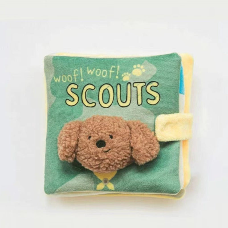 HKM-6532413 Plush Green Cloth Book Toy for Dogs with Sound and Smell Features