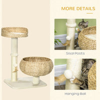 HKM-6533053 Elevated Cat Bed with Scratching Post and Cute Basket Design for Indoor Cats