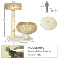 HKM-6533053 Elevated Cat Bed with Scratching Post and Cute Basket Design for Indoor Cats