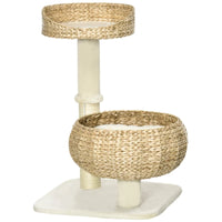 HKM-6533053 Elevated Cat Bed with Scratching Post and Cute Basket Design for Indoor Cats