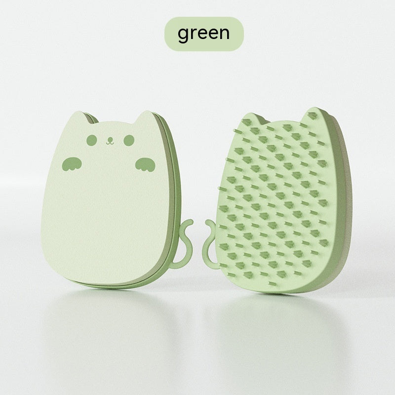 HKM-6533181 Silicone Pet Sponge Comb for Cats - Soft, Solid Color Cleaning Tool