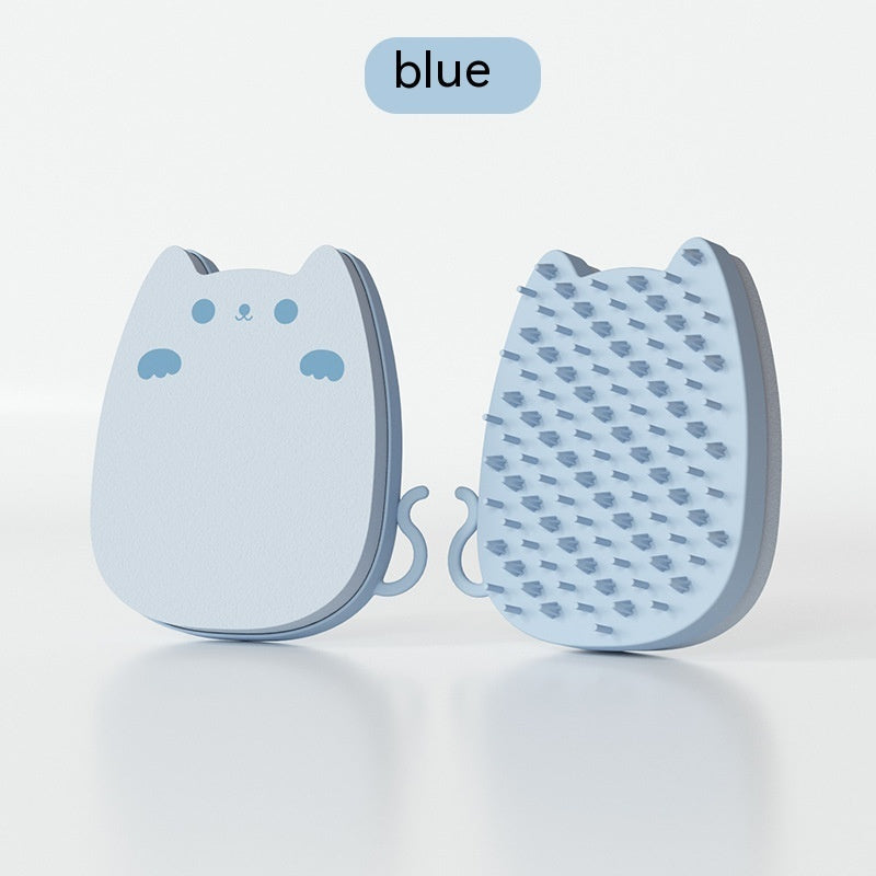 HKM-6533181 Silicone Pet Sponge Comb for Cats - Soft, Solid Color Cleaning Tool