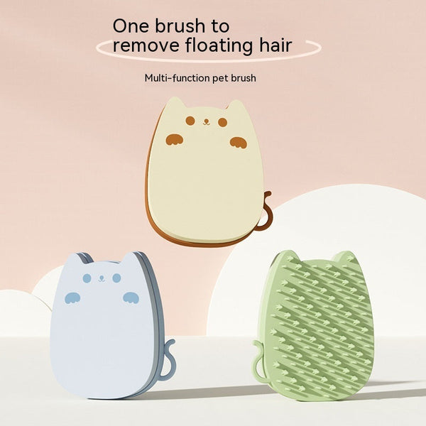 HKM-6533181 Silicone Pet Sponge Comb for Cats - Soft, Solid Color Cleaning Tool