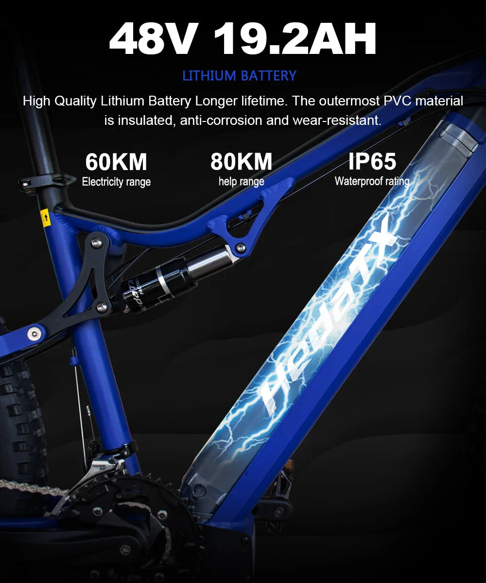 HKM-653331 48V 1000W 29-Inch Electric Mountain Bike with 27 Speed Gears and Hydraulic Disc Brakes