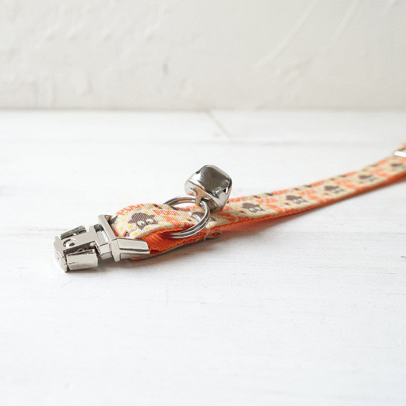 HKM-6533437 Adjustable Halloween Cat Collar with Bowknot and Circle Design in Multiple Sizes