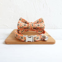 HKM-6533437 Adjustable Halloween Cat Collar with Bowknot and Circle Design in Multiple Sizes