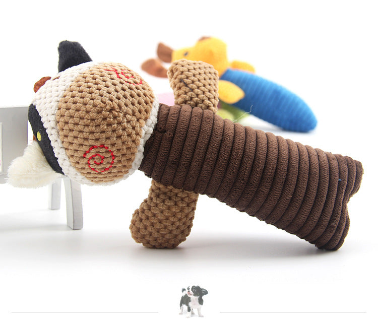 HKM-6537021 Plush Sound Toy Set – Yellow Puppy, Coffee Calf, Green Frog (Varied Sizes)