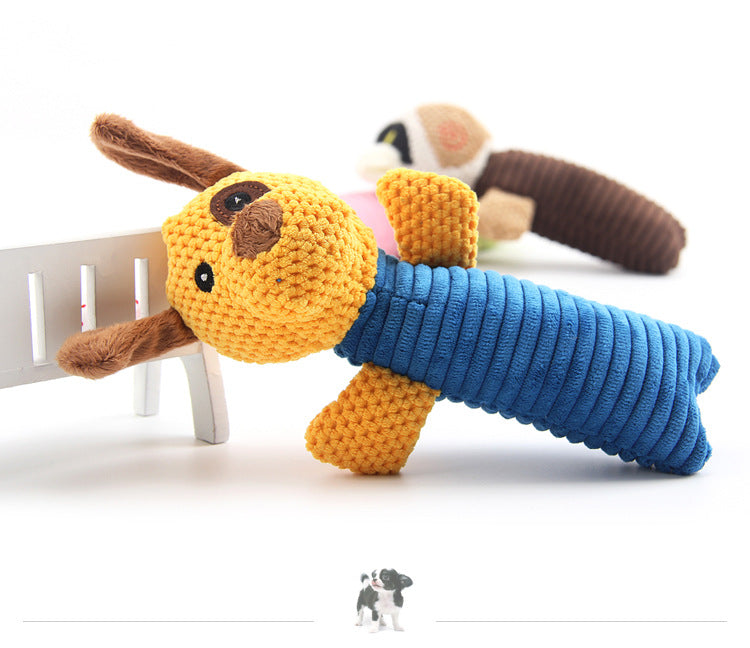 HKM-6537021 Plush Sound Toy Set – Yellow Puppy, Coffee Calf, Green Frog (Varied Sizes)