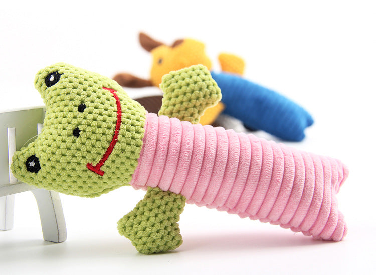 HKM-6537021 Plush Sound Toy Set – Yellow Puppy, Coffee Calf, Green Frog (Varied Sizes)