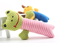 HKM-6537021 Plush Sound Toy Set – Yellow Puppy, Coffee Calf, Green Frog (Varied Sizes)