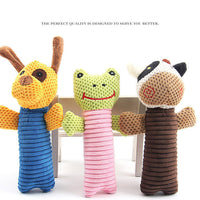 HKM-6537021 Plush Sound Toy Set – Yellow Puppy, Coffee Calf, Green Frog (Varied Sizes)