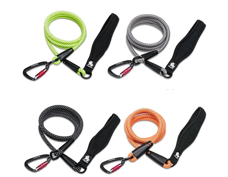 HKM-6537149 Durable Dog Walking Rope - Available in Orange, Light Green, Gray, and Black, 180cm Length with Comfortable Grips