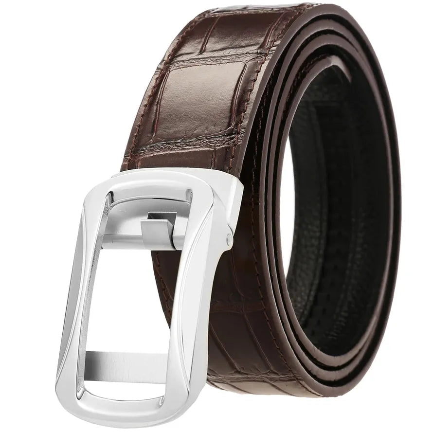 HKM-653715 Business Leather Belt with Stainless Steel Buckle - Model LY36-61452-8