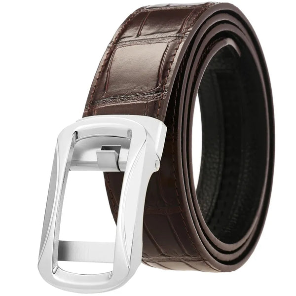HKM-653715 Business Leather Belt with Stainless Steel Buckle - Model LY36-61452-8