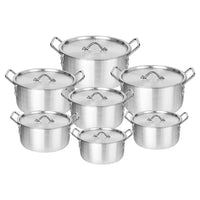 HKM-653715 Durable Stainless Steel Non-Stick Cookware Set - 5/7 Pieces Induction Compatible Pots and Pans for Modern Cooking