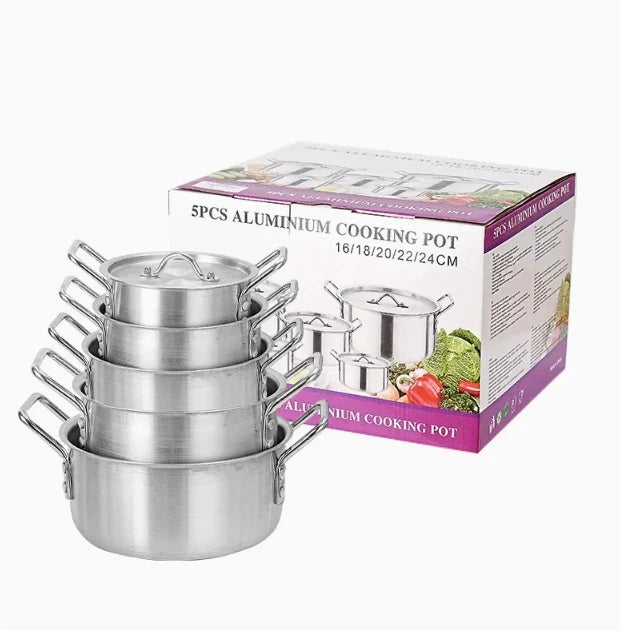 HKM-653715 Durable Stainless Steel Non-Stick Cookware Set - 5/7 Pieces Induction Compatible Pots and Pans for Modern Cooking