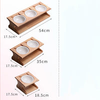 HKM-6537533 Solid Wood Anti-Choking Cat Dining Table with Sloped Bone China Bowl